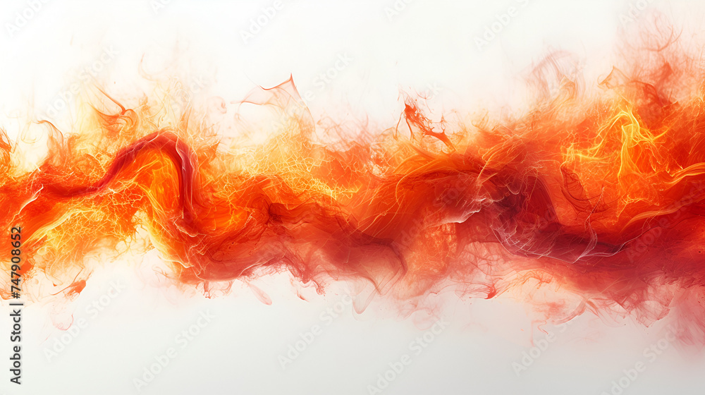 Bright and dynamic fire flames on white  background. generative ai