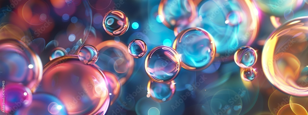 Abstract shiny illuminated bubble background. Bright blurry ball with light. AI generate - obrazy, fototapety, plakaty 