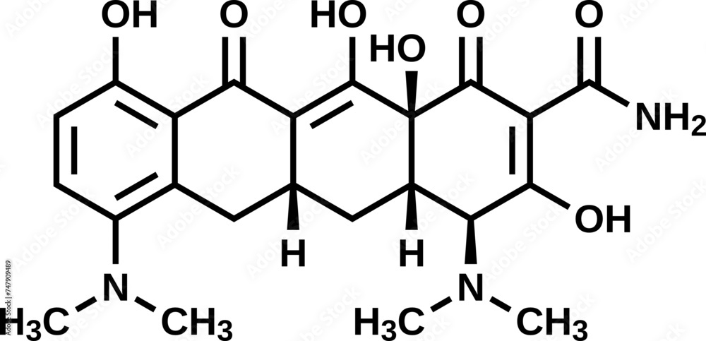 Minocycline structural formula, vector illustration Minocycline structural formula, vector illustration