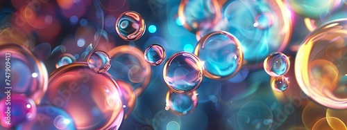 Abstract shiny illuminated bubble background. Bright blurry ball with light. AI generate photo
