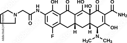 Eravacycline structural formula, vector illustration photo