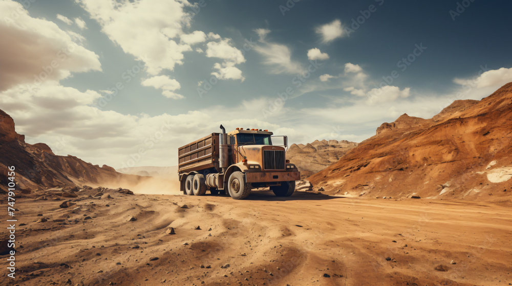 Dump truck in the desert --
