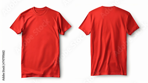 red t shirt mock up isolated on white background front and back view  