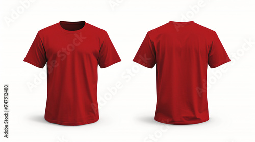 red t shirt mock up isolated on white background front and back view   © daniel