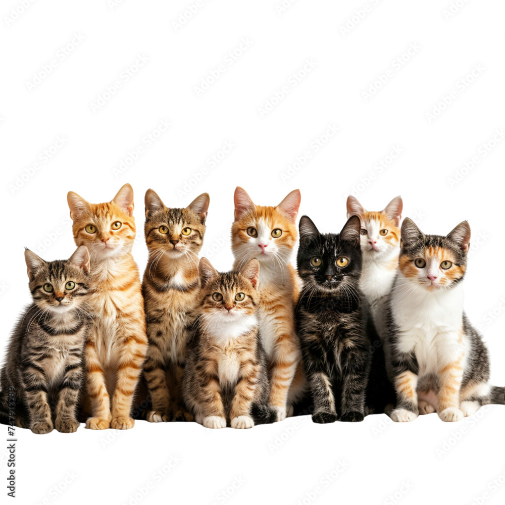 erineflix_a_group_of_cats_sitting_next_to_each_other_on_white