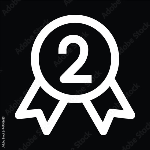 second place medal, Icon with black background