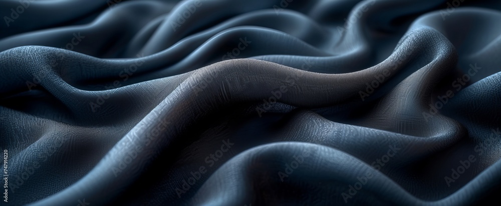 Fototapeta premium Black silk satin fabric abstract background