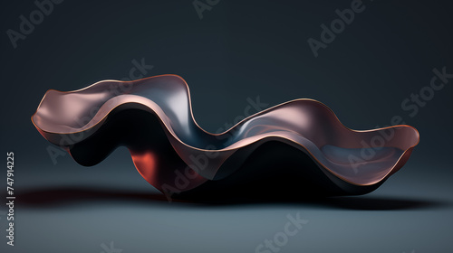 Abstrakcyjna tapeta - nowoczesna fale z cieniem i światłem oraz kolorową wiązką światła na czarnym tle
