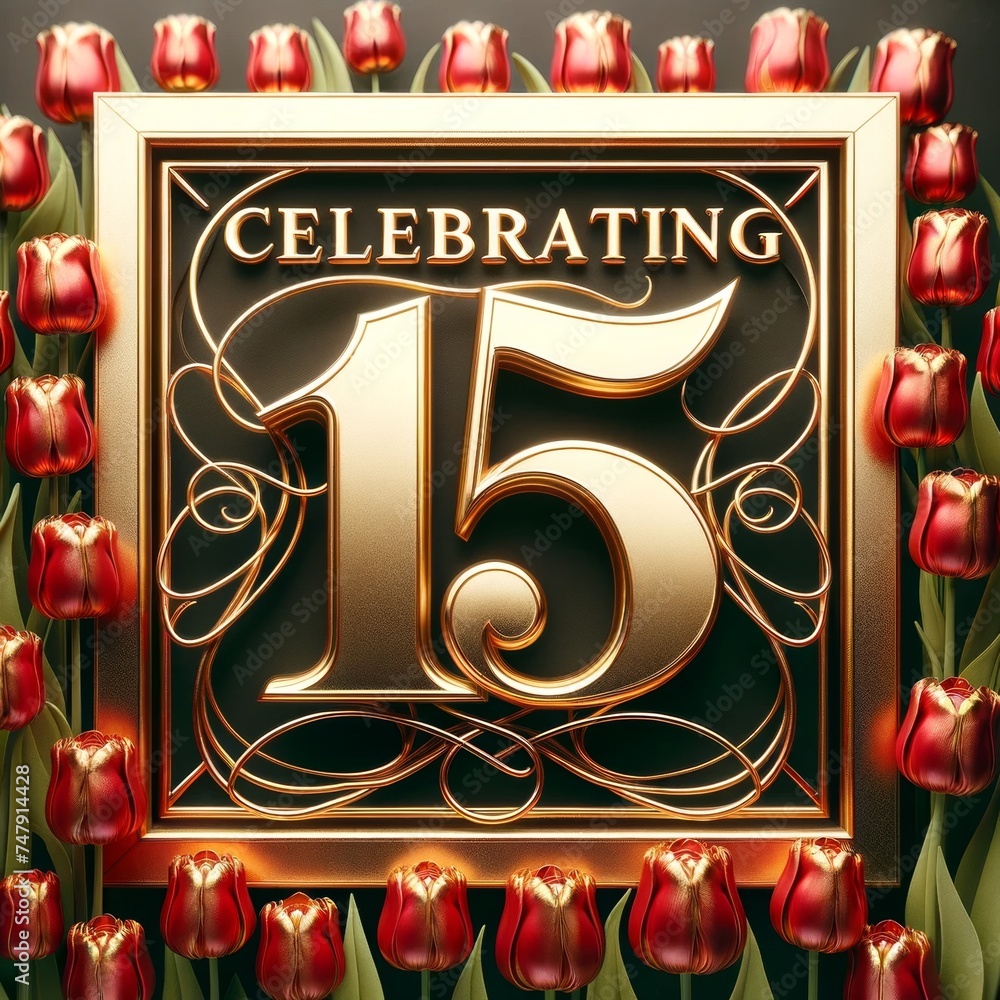 15th Anniversary Celebration: Tulips and Golden Flourish