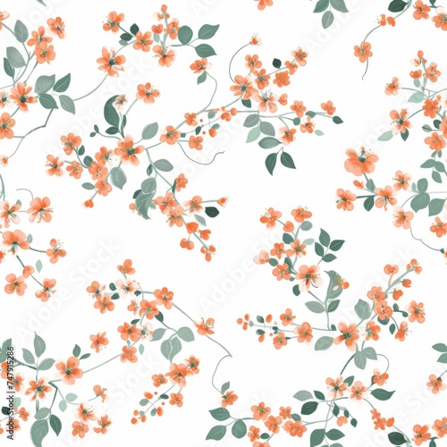 Fashion-forward seamless pattern featuring radiant red desert flowers and greenery, a versatile design for modern textiles and decor.