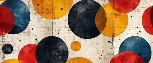 AI Generated. AI Generative. Retro Vintage abstract geometric pattern inspired by bauhaus style. Graphic Art