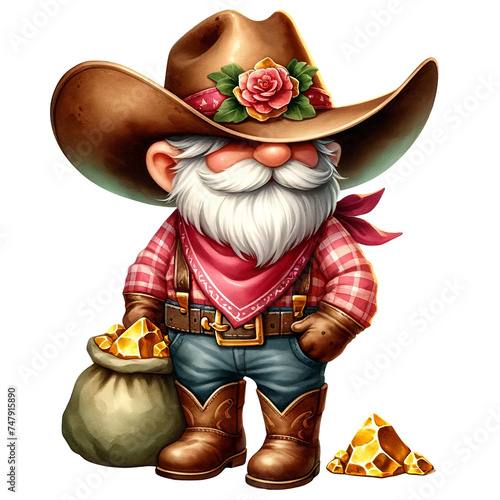 Get creative with this charming cowboy gnome illustration! Ideal for digital designs, this PNG clipart brings a playful twist to your artwork.