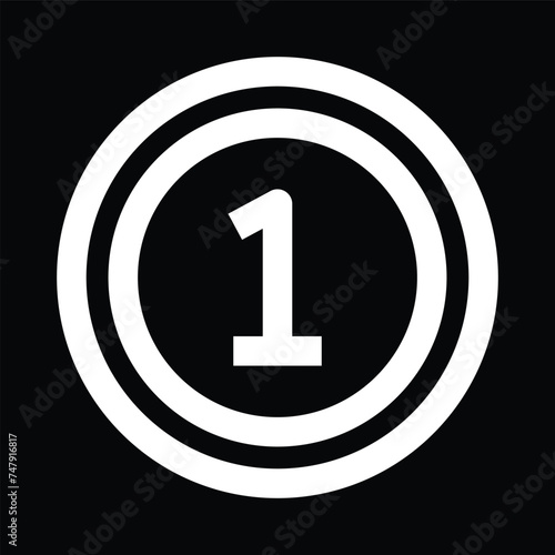 Number 1 round shape badge icon