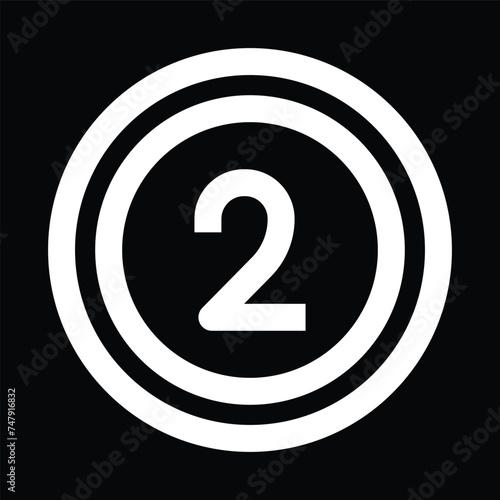 Number 2 round shape badge icon