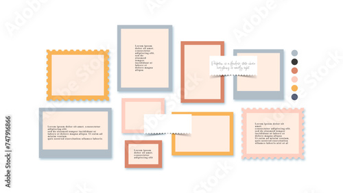 Vector photo collage template moodboard pictures grids vector illustration, vision board	