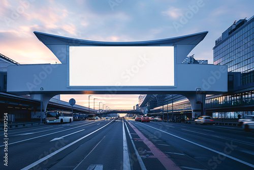 billboard and sign mockup, billboard at the airport or street or mall, sign, blank billboard, blank billboard on the street, billboard on the road © fadi