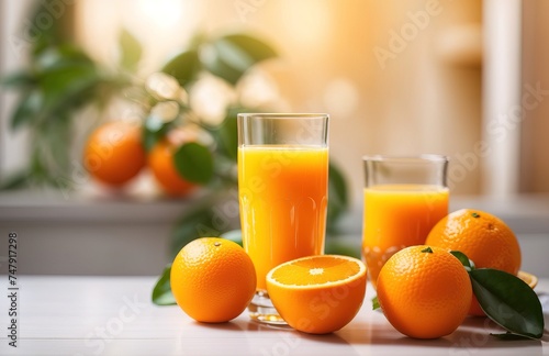 Oranges and a glass of fresh squeezed orange juice