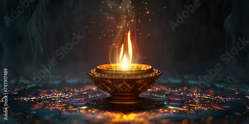 Beautiful diya or lighting lamp, the triumph of light and kindness festival diya oil , 