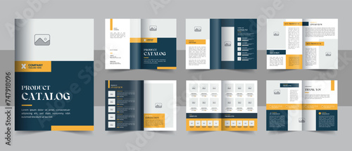 Company business product catalog brochure design layout vector, 12 page catalogue portfolio with product list