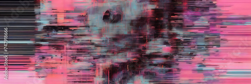 Glitch art with intentional errors and distortions for a digital  corrupted aesthetic.
