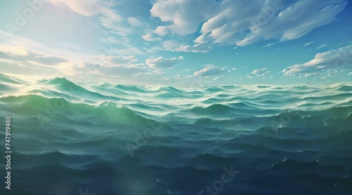 The undulation of the endless ocean and the movement of clouds to and fro indicate the passage of time Generative AI