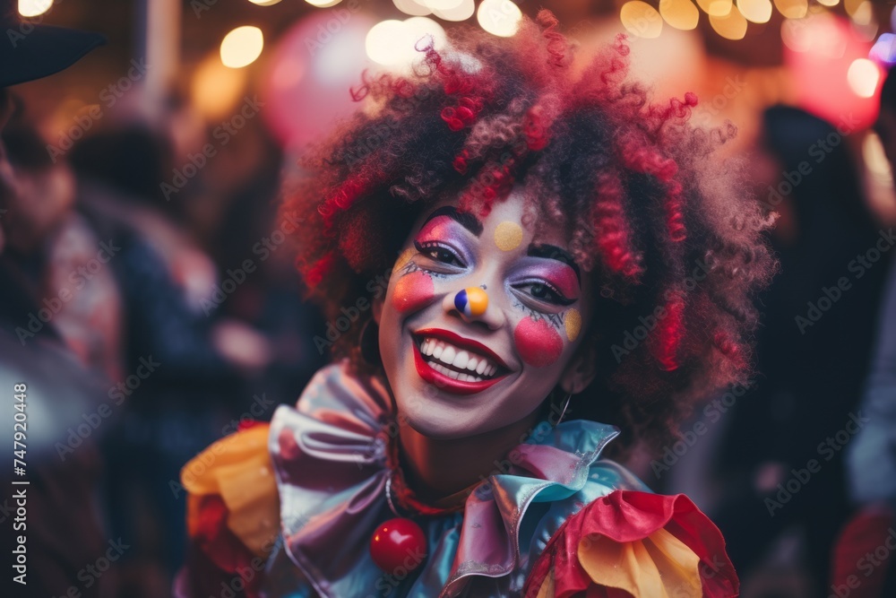 Smiling, cheerful clown woman Smiling, cheerful clown woman