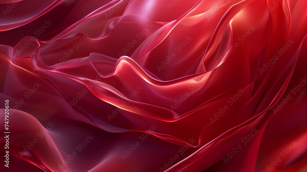 Obraz premium Delve into the whispers of crimson velvet rose petals in extreme macro, capturing the velvety allure in a close-up shot.