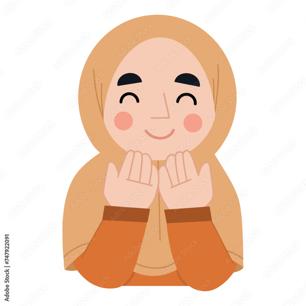 Vector illustration of muslim girl praying