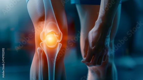 Anterior cruciate ligament (ACL) is a ligament in the center of the knee that prevents the shin bone (tibia) from moving forward on the thigh bone (femur) photo