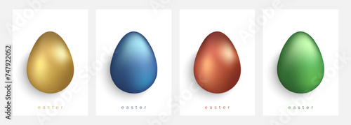 3d Easter Eggs. Set of festive templates for Easter holiday graphic design. Vector illustration.	