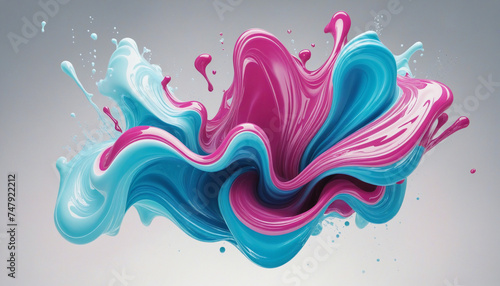 liquid magenta and blue swirls frozen in an abstract futuristic 3d texture isolated on a transparent background