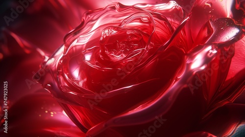 the radiance of a ruby red rose petal in extreme macro  capturing its beauty in close-up brilliance.