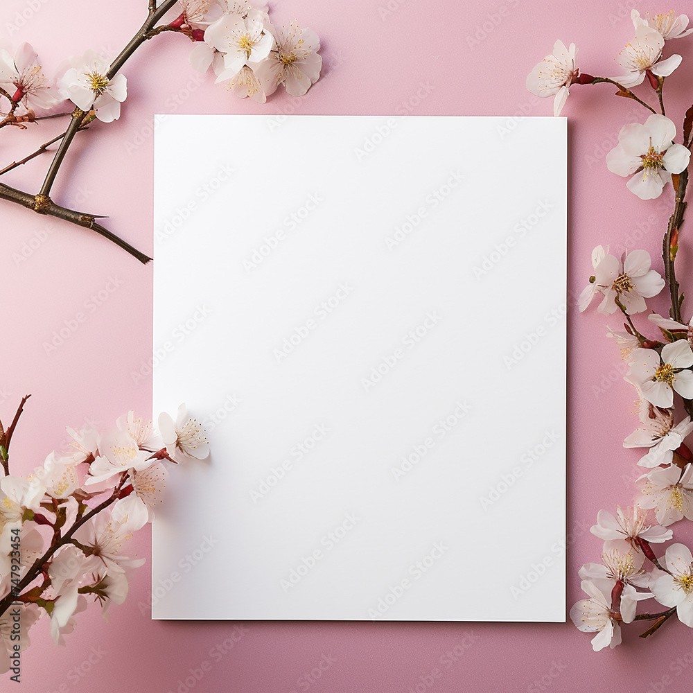 blank white page with flower decoration 