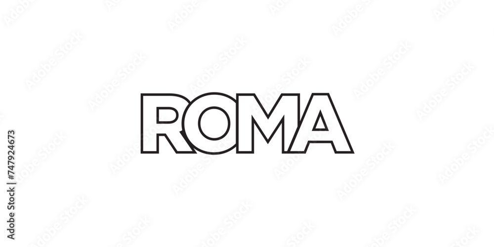Roma in the Italia emblem. The design features a geometric style, vector illustration with bold typography in a modern font. The graphic slogan lettering. Roma in the Italia emblem. The design features a geometric style, vector illustration with bold typography in a modern font. The graphic slogan lettering.