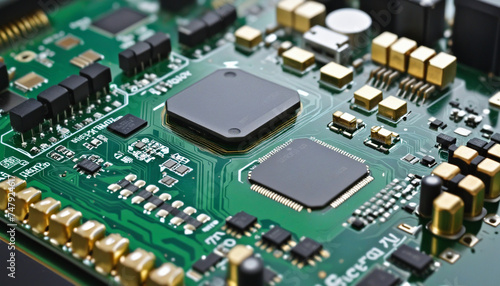 Chip and microchip on an electronic board with technological components