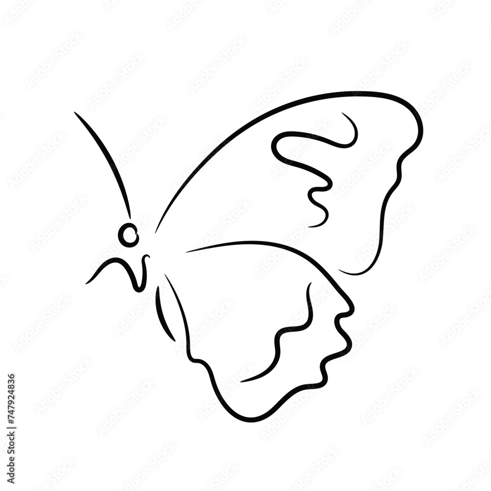 Beautiful butterfly side view outline Beautiful butterfly side view outline