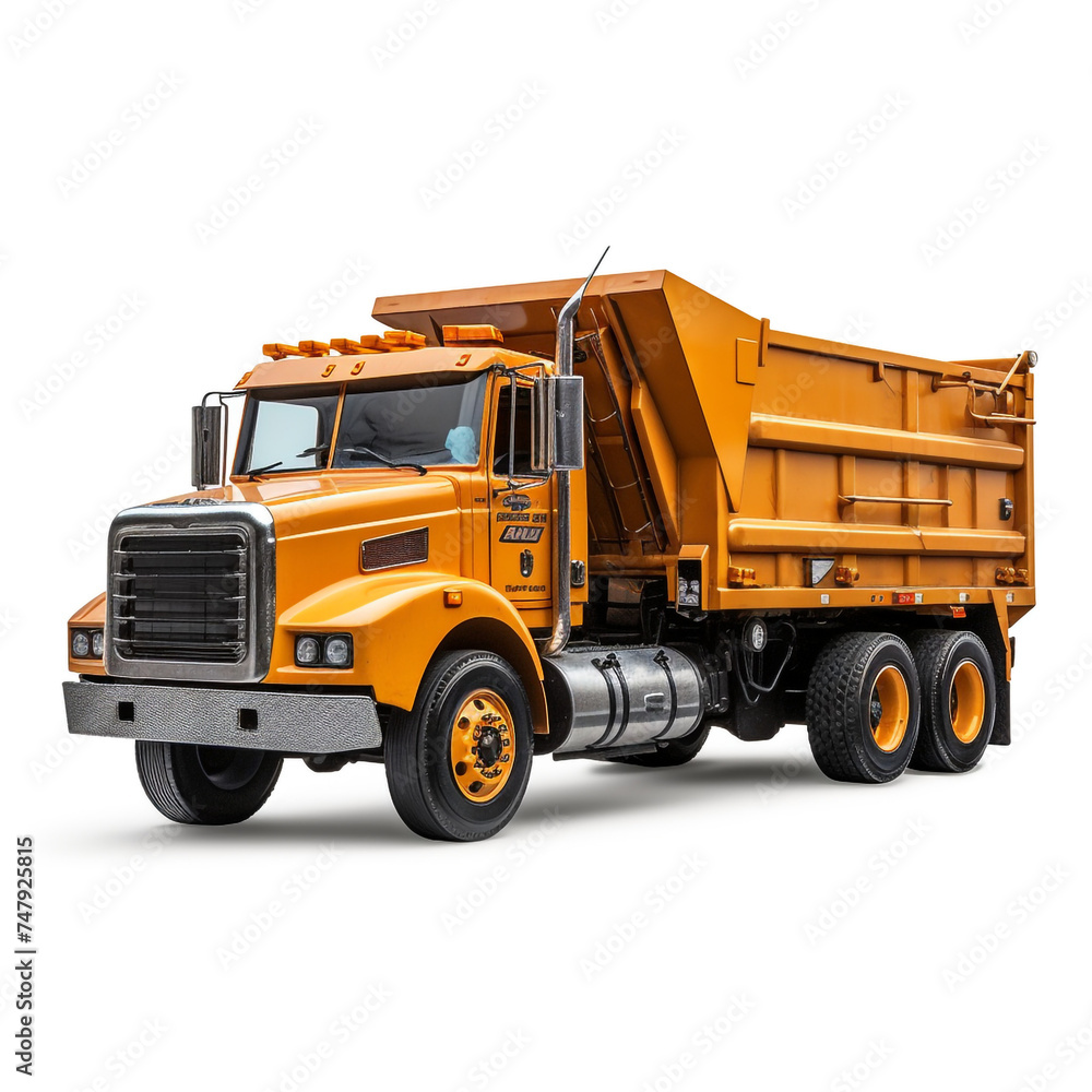 side view perspective Photo image Garbage Truck on a white background сreated with Generative Ai