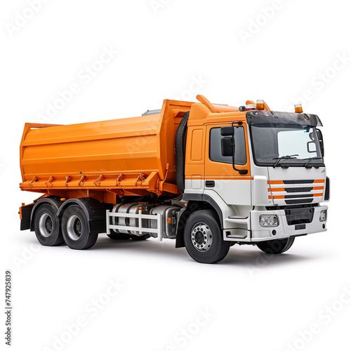 side view perspective Photo image Garbage Truck on a white background сreated with Generative Ai