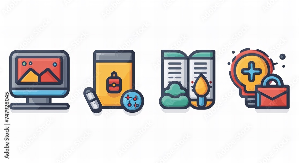 Set of flat vector icons related to business theme. Money, scales, clock Set of flat vector icons related to business theme. Money, scales, clock