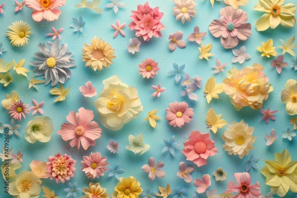 Spring Blossoms on Pastel Background Spring Blossoms on Pastel Background
