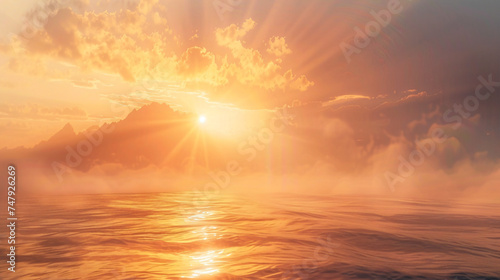 Morning sea landscape Sunshine beams and haze © Rimsha