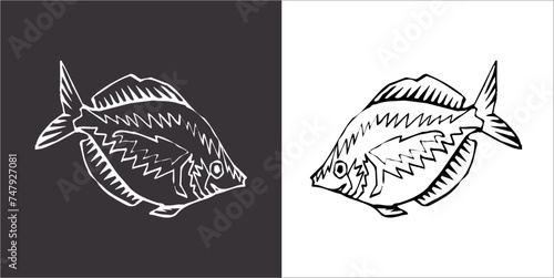 Illustration vector graphics of fish icon © Sempulur