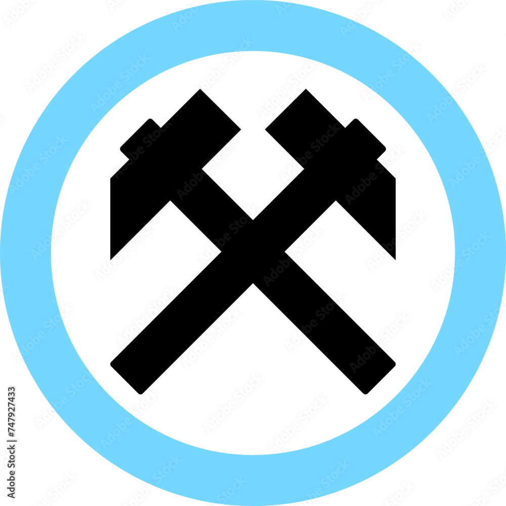 Crossed Hammers Icon in Flat Style. Vector Illustration.