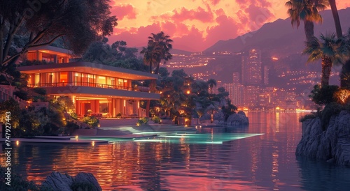 Monaco 80's photorealistic luxury life