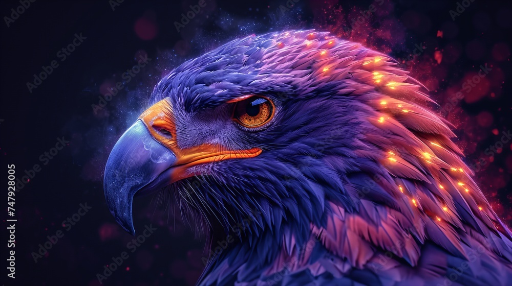 Obraz premium Eagle from fire light. Generate Ai