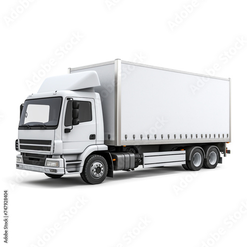 a white logistics truck, side view, white background сreated with Generative Ai © Andrii Yablonskyi