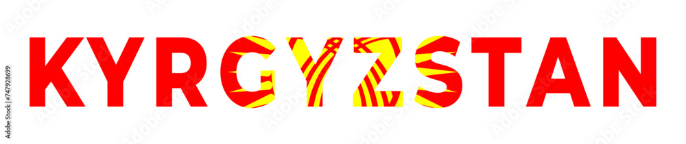 Kyrgyzstan text with Kyrgyz new flag Kyrgyzstan text with Kyrgyz new flag