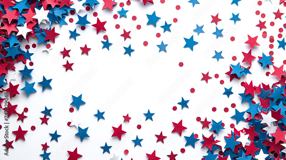 4th of July American Independence Day,Celebration colorful firework on America flag pattern on sky background.
