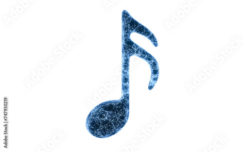 Music note with blue technology structure, 3d rendering.