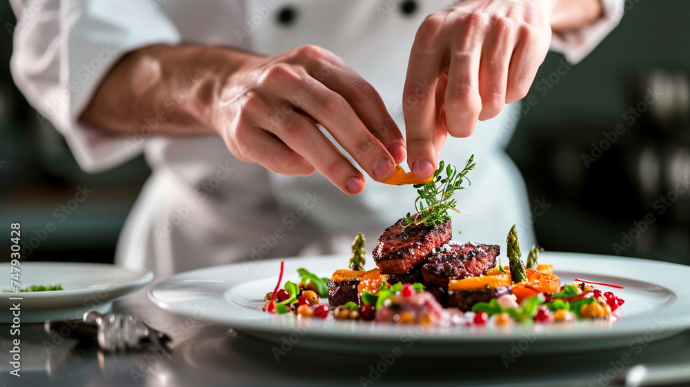 .A culinary banner showcasing a close-up of a chef's hands